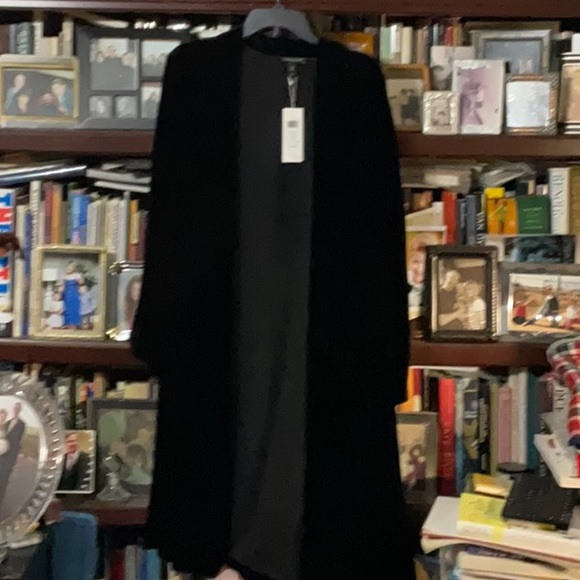 NWT EILEEN FISHER BLACK VELVET SHAWL COLLAR LONG JACKET $438 COAT sold out - Picture 9 of 12